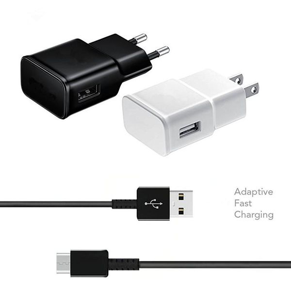 2in1 Comincan Usb Fast charger For S6 S10 9V 2A Travel wall plug adaptor full 2A home charge dock with type c black cable