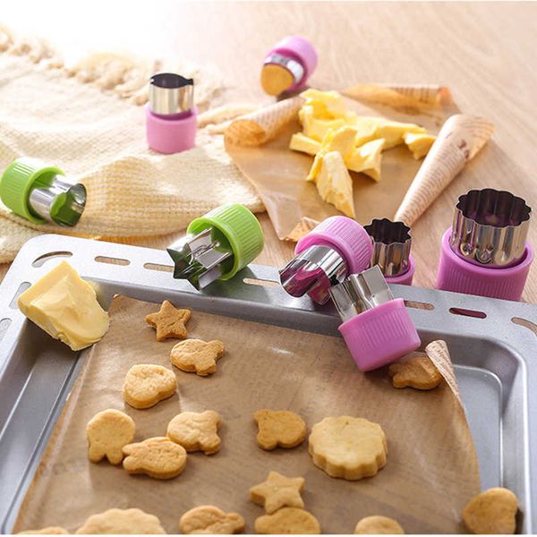 Star Heart Shape Vegetables Cutter Plastic Handle Portable Cook Stainless Steel Cake Cookie Biscuit Fruit Cutting Mold Kitchen Gadgets Molde