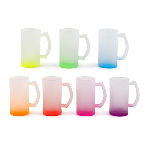 wholesale Glass Beer Steins Mugs Sublimation blan with Handle Blank Frosted stein 16 oz. Mug Thermal Printing Heat transfer