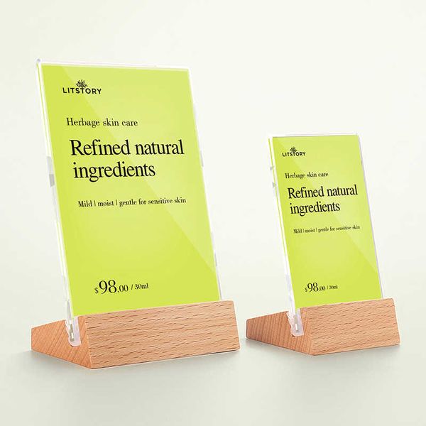 A5 Wooden Base Stand L-shaped Display Frame Photo Frame Desktop