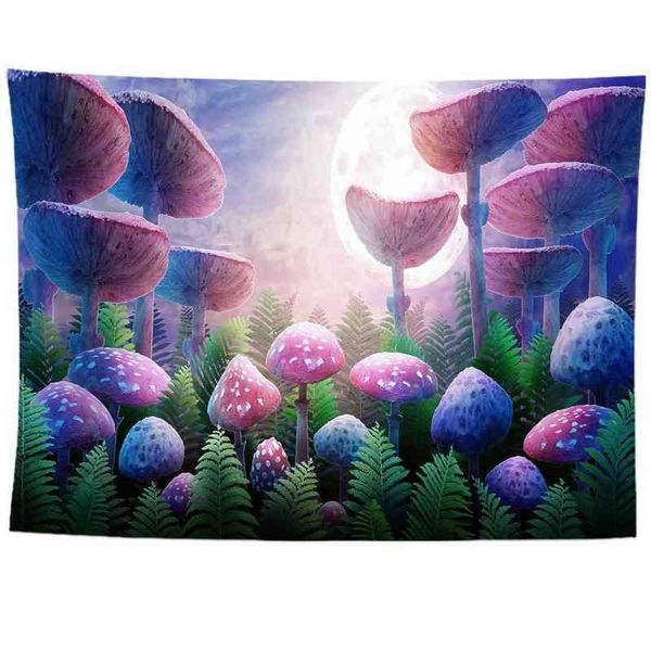 "Cogumelos psicodélicos Tapestry Hippie Wall Papers Decor Tapess Coisas para decorar o cabide da sala" J220804