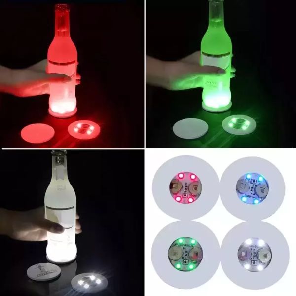 Bking Glow LED Bottle Sticker Coaster Lights Flashing Cup Mat Battery Powered For Christmas Party Wedding Bar Vase Decoration Light Boutique