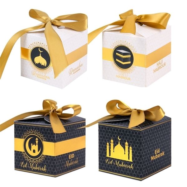 10pcs Ramadan Decoration EID Mubarak Gift Box Ramadan Kareem Cookie Candy Box Islamic Muslim Festival Party Favors Supplies 220815