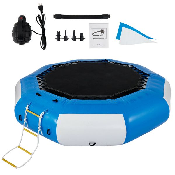 6.6-10-13Ft Inflatable Water Trampoline Jump Floated Water Bounce Platform w- Ladder