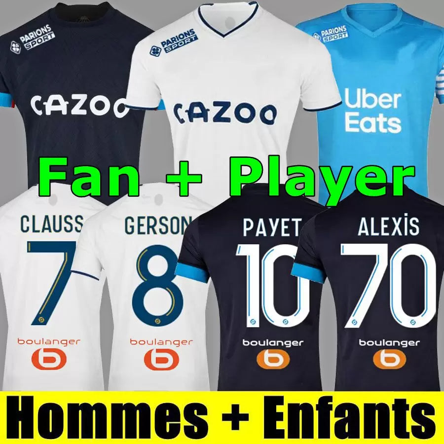 21 22 23 soccer jerseys 2021 2022 2023 MarseilleS MILIK maillot foot CUISANCE GUENDOUZI ALEXIS GERSON PAYET CLAUSS football shirts men kids kit VERE
