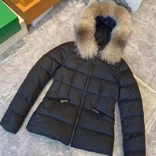 Women Big Real Fox Fur Hooded Down Coat With Belt Thick Warm Zipper Jacket Waterproof Parkas Black Color Outerwear Size 1234