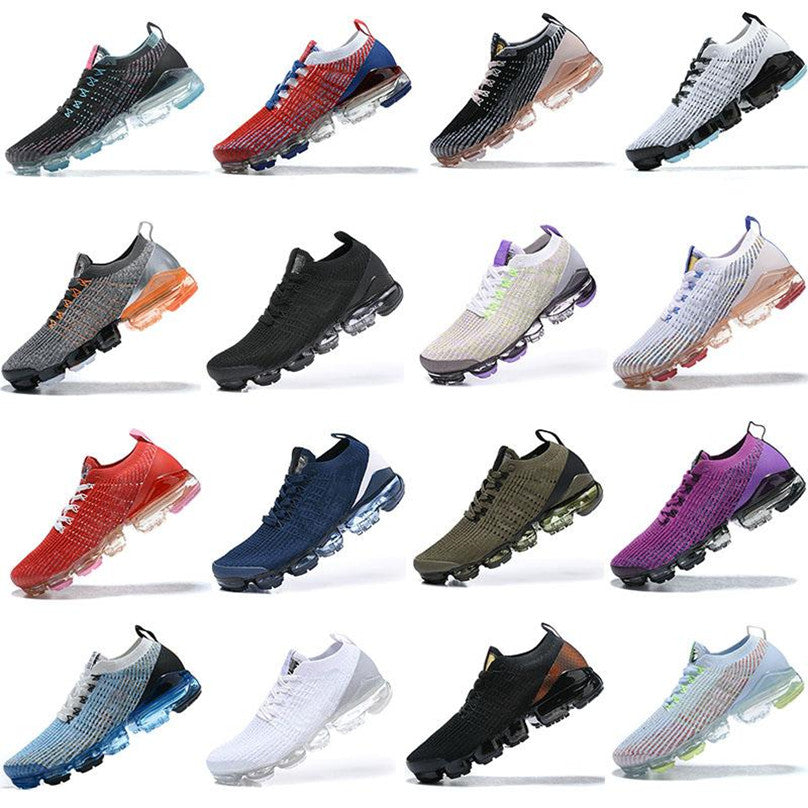 Men Running Shoes 2019Style 3.0 Machine Knit Upper With Bubble Sole Triple Black Future Electric Green South Beach Flash Crimson Aura Men&#039;s Wom