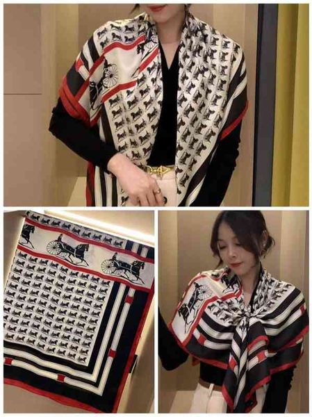 WNJH Spring and autumn silk scarves women&#039;s Brocade sunscreen cheongsam shawl with skirt in summer and foreign style large scarf