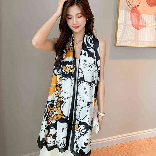 LSCO 21 new style light luxury temperament fashion scarves women&#039;s printed brocade versatile decorative Shawl Scarf