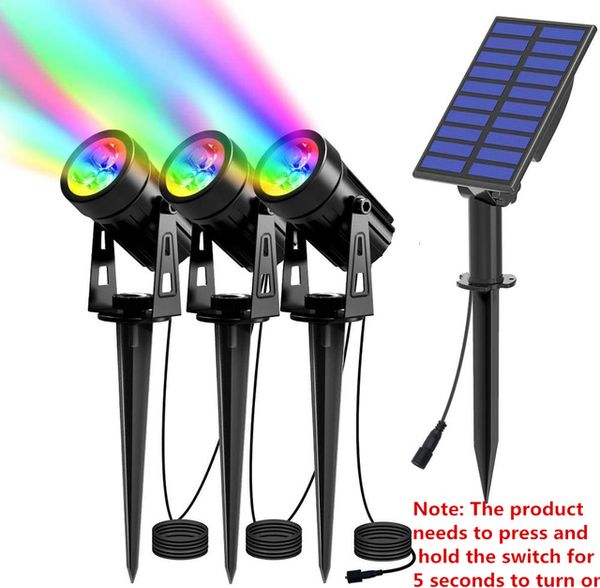 2PCS led grow light Solar Powered Spotlight 2 Warm White Lights RGB Outdoor Dynamic Lawn Lamp Star With RF Remote Control For Garden Decorat