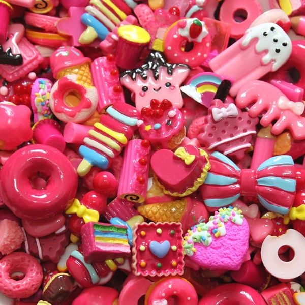 100pcs-set Cute Mini Candy Donut Bread Doll Food Fruits Dollhouse Miniature Cake Accessories Home Craft Decor Cake Kids Kitchen Toys 1012