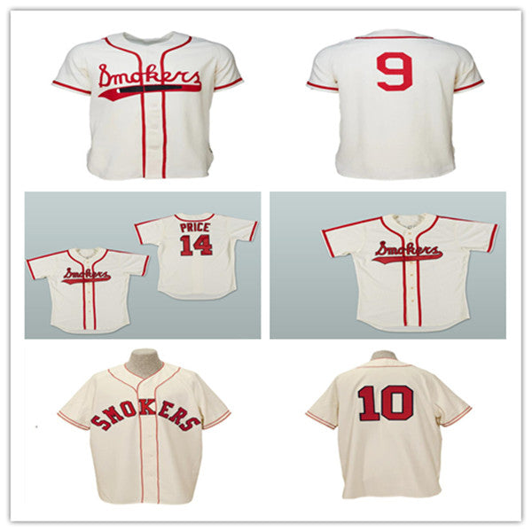 Custom Tampa Smokers 14 David Price Vintage Baseball Jerseys Stitched Cream S-4XL