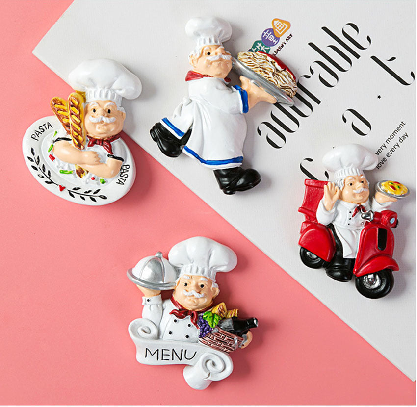 4-5Pcs 3D Fridge Magnets for Kids Children Home Kitchen Decor Resin Funny Chef Food Magnets for the Refrigerator Stickers