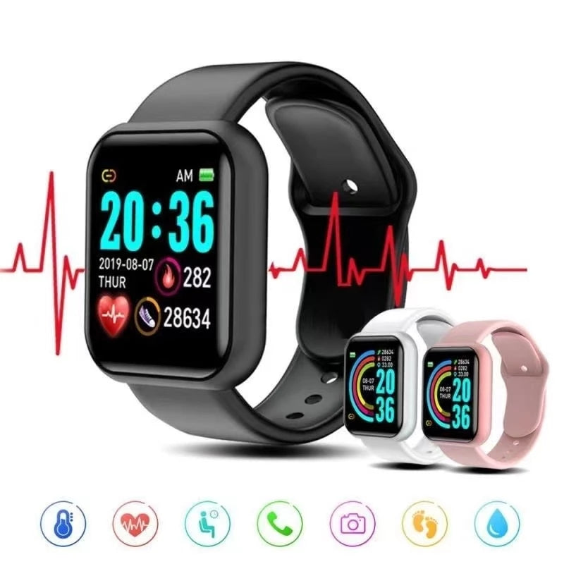 Y68 Smart Watch Heart Rate Blood Pressure Oxygen Monitoring Multi-Function Reminder D20 Waterproof Sport Smartwatch for Women&#039;s Watches