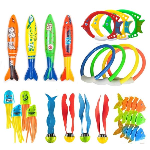 Summer Diving Toys Torpedos Bandits Stringed Octopus Fish Ring Swimming Pool Water Games Training Gift Set For kids 220715