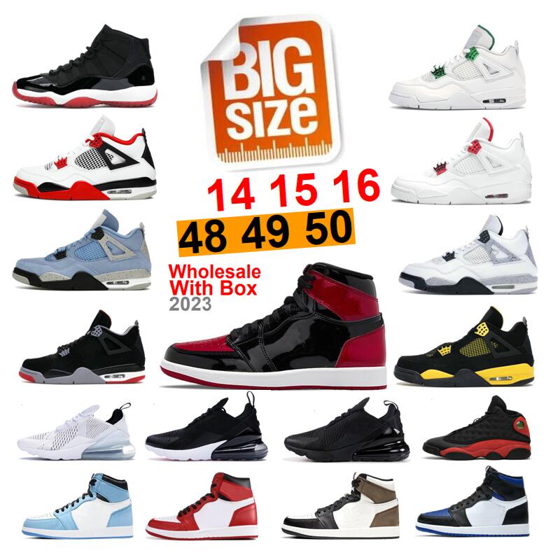 Big Size 14 15 16 Basketball Shoes Large 48 49 50 Sneakers University Blue Bred Patent 1 DARK MOCHA Red Metallic Fire Red 4 White Oreo Black cat Who