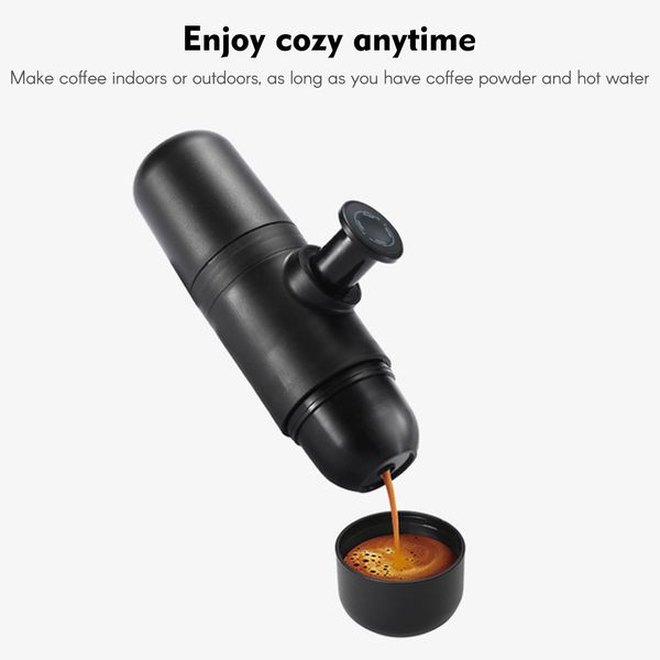 Manual Portable Hand-Pressed Coffee Maker Outdoor 8 Bar Pressure Coffee Machine Stainless Steel Coffee Mug Pot Travel Coffeeware