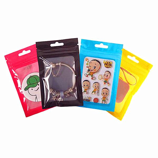 General Glossy Plastic Zip Lock Packaging Bags Clear Window Resclosable Jewelry Trinkets Tea Snack Candy Sugar Beaf Wedding Party Gifts Hang