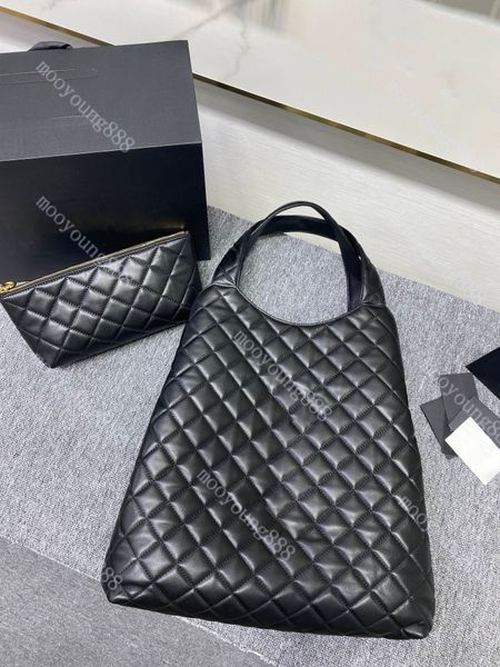 12A Upgrade Mirror Quality Designer Lambskin Quilted Tote Bag Womens Luxurys Handbags Black Genuine Leather Maxi Shopping Bag Purse Shoulder