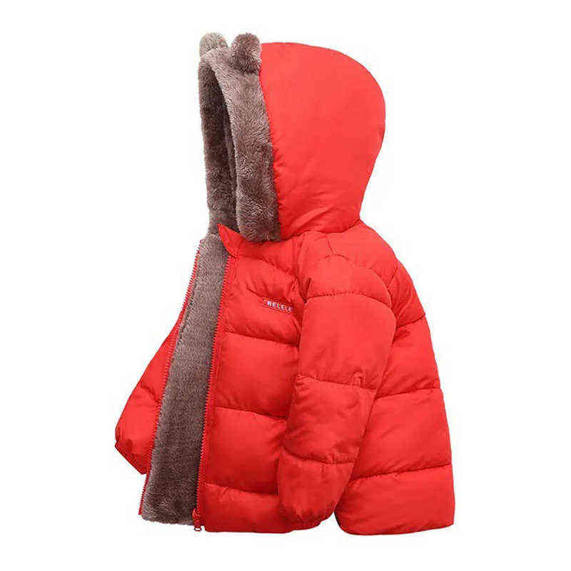Children Clothing Winter Jacket For Kids Girls Boys Thicker Cotton Lined Lamb Wool Boy Jacket Hooded Girl Outerwear Baby clothes J220718