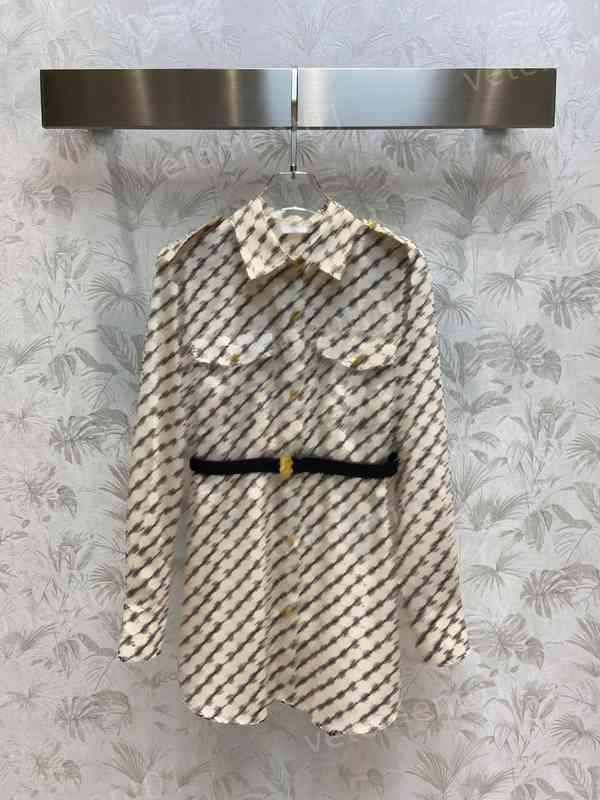 Womens Dresses 2022ss Classic Arc De Triomphe Logo Print Belted Shirts Luxury Dress Designer Women Clothing