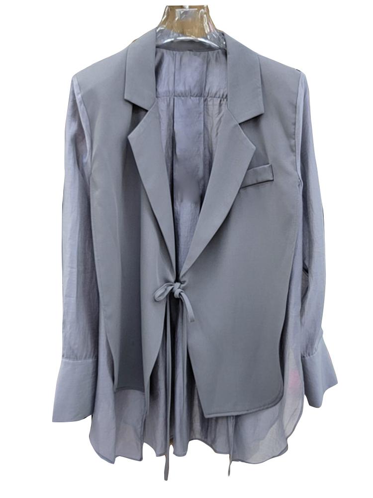 Women&#039;s Suits & Blazers Casual Patchwork Blazer For Women Notched Collar Long Sleeve Solid Minimalist Female Spring Clothing Style 2022Women