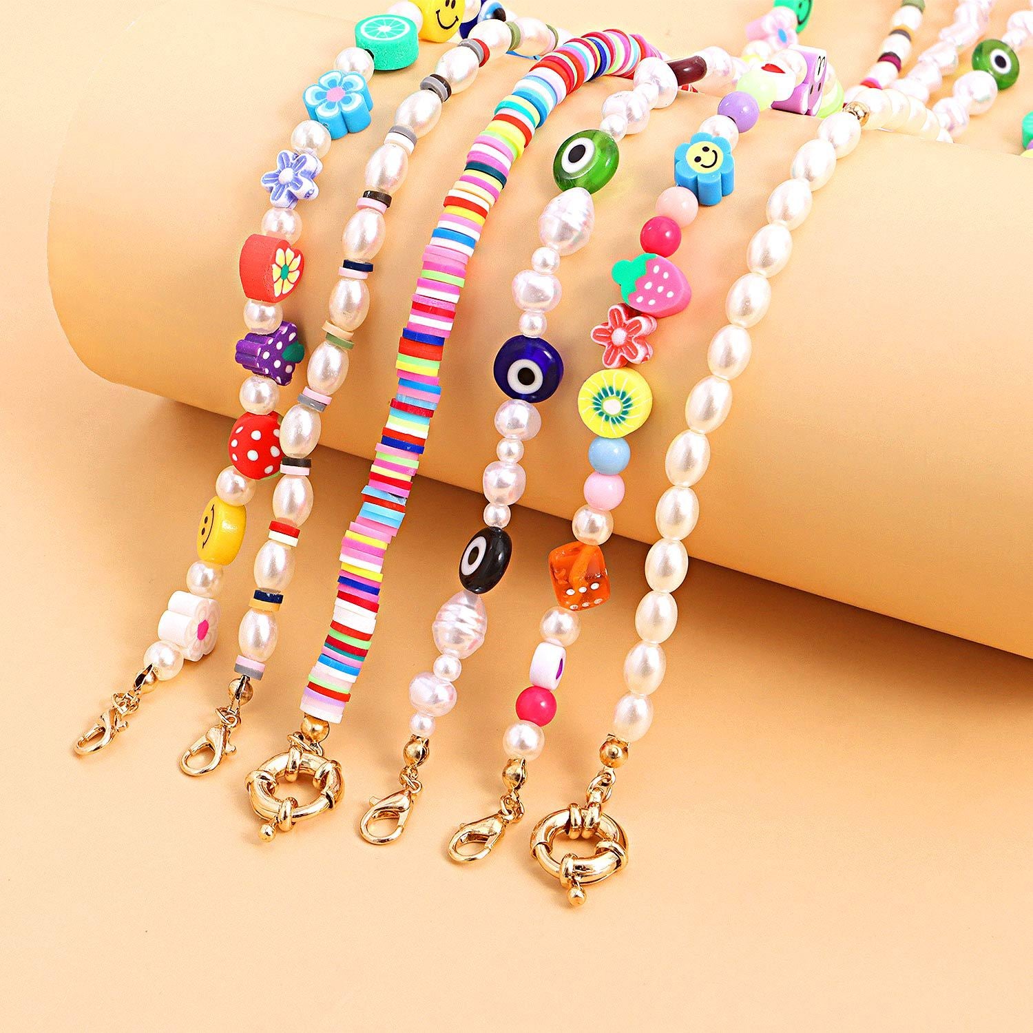Choker Nothing2 Jewelry Multi- Eye Mushroom Soft Pottery Resin Pearl Necklace Chokers Set Wholesale