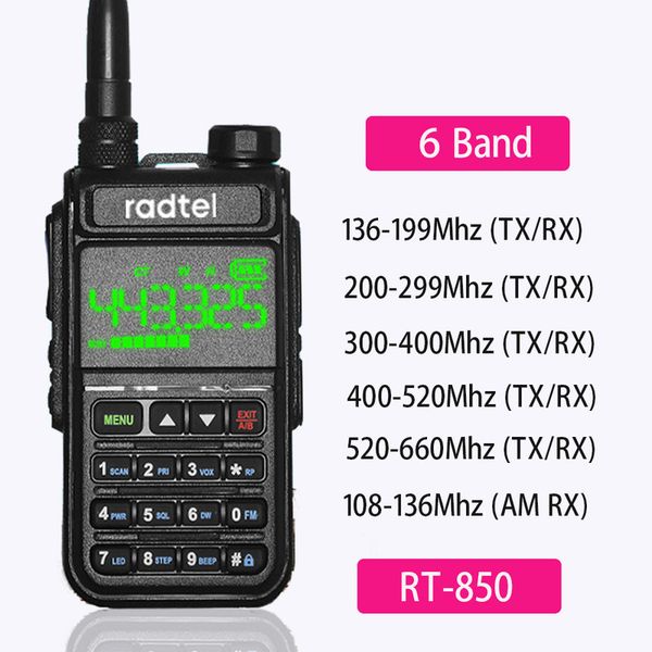 Radtel RT 850 6 Band Amateur Ham Two Way Radio 128CH Walkie Talkie Air Full 108 660MHz Scanner Marine 220729