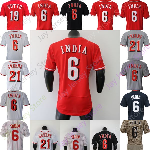 Baseball Jonathan India Jersey Joey Votto Hunter Greene Grey Black Fashion Navy Camo Grey Red White Player Fans Pullover