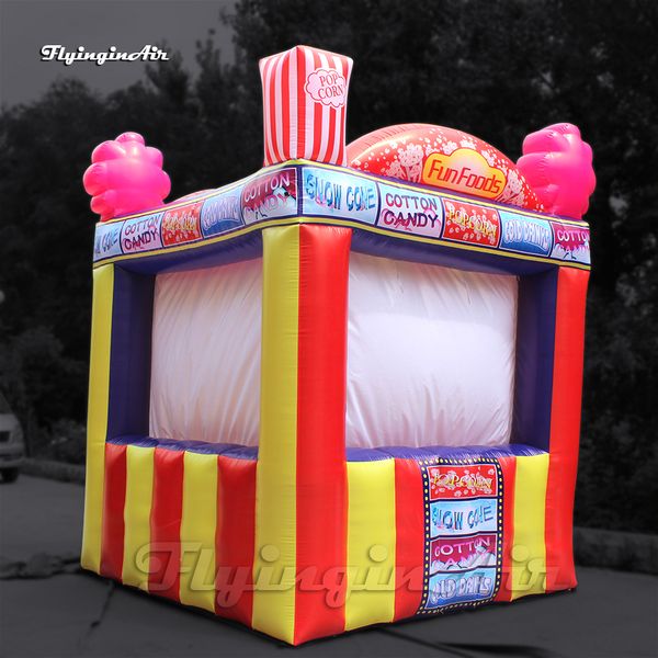 Advertising Inflatable Kiosk Temporary Tent 3m Vendor Stand Blow Up Fast Food Booth With Curtain For Exhibition
