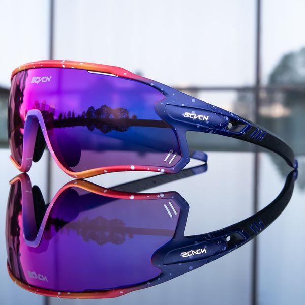 Scvcn Sports Eyewear Road Mountain Bicycle Cycling Glasses Woman Riding Goggles Outdoor Protection Goggles Sunglasses 1 Lens with Case