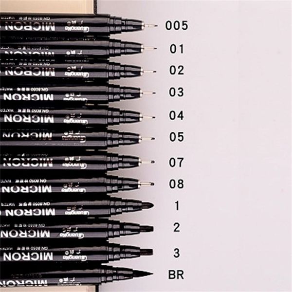 12 Pcs Fineliner Pens Waterproof Archival Ink Fine Point Micro Pen or Beginners Writing Bullet Journaling Signature Multiliner 210226