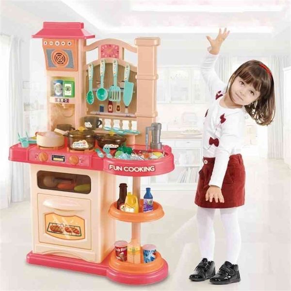 Infant Shining 40pcs Kitchen Toys Set Girls Toy Kitchenware Simulation Cooking Toy Set 76CM-30IN Parent-child Kids Kitchen Gift LJ201211