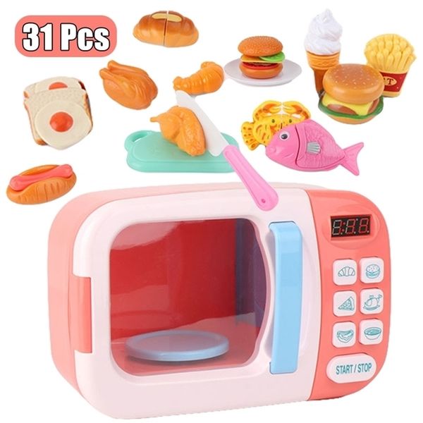 Children&#039;s kitchen toys simulation microwave oven educational toys mini kitchen food pretend role play girl toy LJ201211