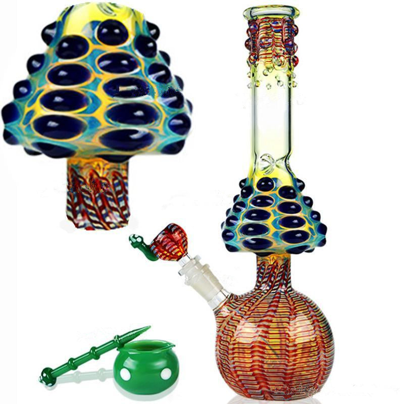 Mushroom Bong Hookahs Bubbler Thick Downstem Glass Water Pipe Recycler Dab Rigs Smoking Dabbers Accessory