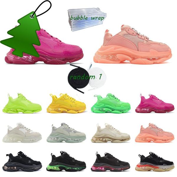 Triple S Clear Sole Casual Shoes Bubble Midsole Black White Green Orange Grey Men Women Platform Sports Sneakers Trainers