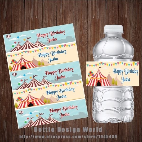 20 pcs-lot Circus Water Bottle Wine Labels Custom Candy Bar wrapper Stickers Baby shower Birthday Party favor Wedding decoration 200929