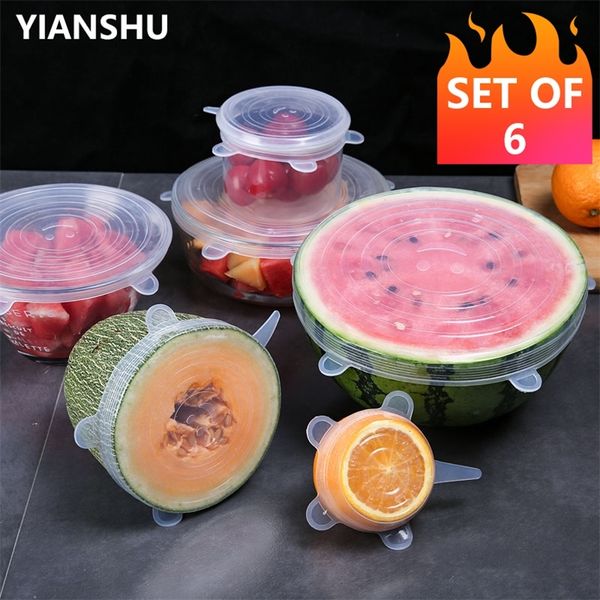 12Pcs - 18Pcs Reusable Silicone Stretch Cover Food Fresh-Keep Sealing Cover Refrigerator Microwave Oven Sealing Silicone Lids 201120