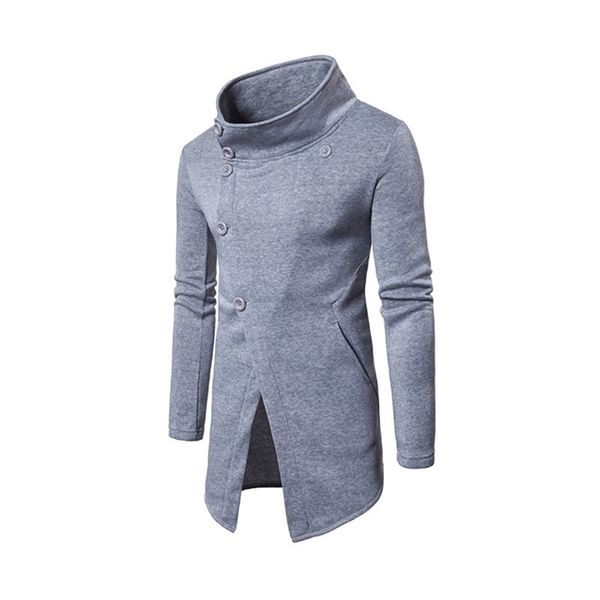 Men s Fashion Slant Button Sweater Jacket Coat Mens Cardigan Long Overcoats Jacket Men Male Tops Coat Men Standing Collar Y LJ201110