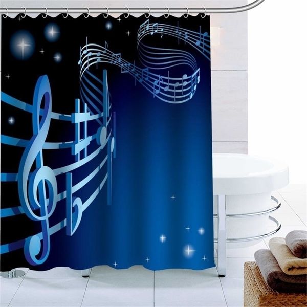 Modern Music Shower Curtain Decor Waterproof Polyester Fabric Bath 180X180cm Eco friendly Bathroom T200711