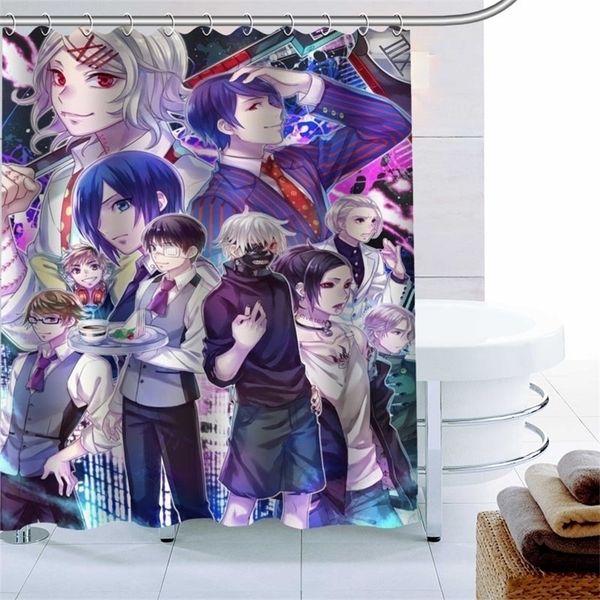Custom Tokyo Ghoul Anime Shower Curtain Waterproof Fabric Bath 180X180cm Polyester Bathroom T200711