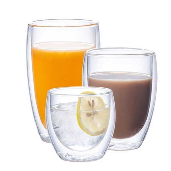 250 350 450ml wine glass cup Milk Coffee Double Layer Insulation Water Glass Cup Mug Drinkware whiskey vasos de vidrio LJ200821
