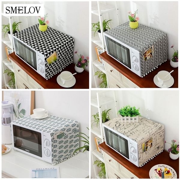 Microwave Cover For Home Kitchen Oven Dust Proof cotton linen electric oven protection towel Accessories LJ200903