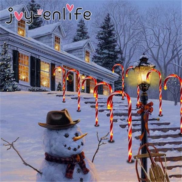 510pcs Outdoor Christmas Candy Cane Pathway Lights Christmas New Year Garden Home Decorations Marking light Navidad xmas Lights 201203