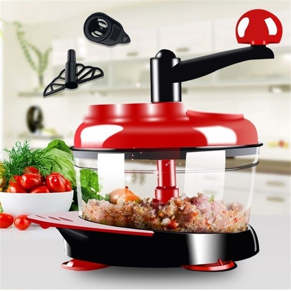 500ml 1 5L High capacity Multi function Kitchen Manual Food Processor Meat Grinder Vegetable Chopper Shredder Cutter Egg Blender 210317