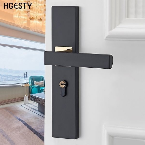 Aluminum Alloy Door Locks Continental Bedroom Minimalist Interior Handle Cylinder Security Mute Household Y200407