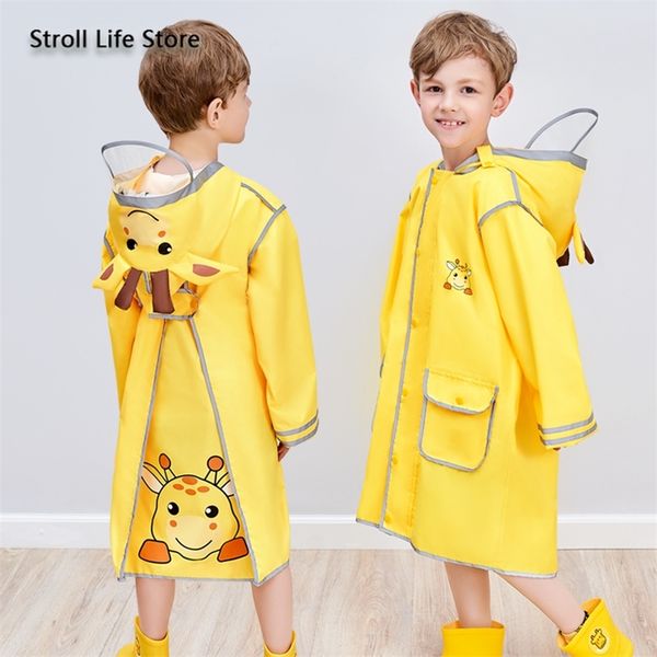 Cartoon Yellow Kids Raincoat Long Rain Poncho Waterproof Suit Rain Coat Jacket Boys and Girls Windbreaker Impermeable Gift Ideas 201015