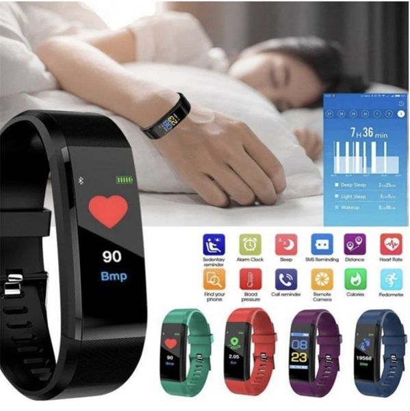 115plus Smart Wristbands Watch Men Women Heart Rate Blood Pressure Monitor Sports Wristband Smartwatch Smart Activity Fitness Trackers for A