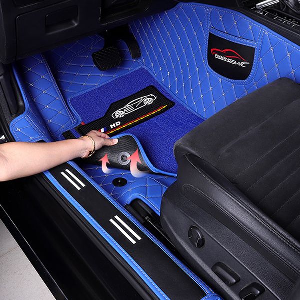 Custom Fit Leather Car Floor Mats For Most Car Models 99% Full Carpet Set With Brand Logo Interior Accessories protection cushion