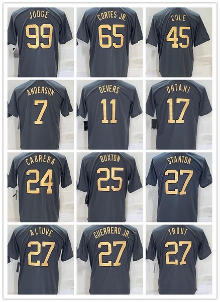 2022 All Star Baseball Ohtani 17 Altuve 27 Arraez 2 Buxton 25 Devers 11 Trout Judge 99 Anderson 7 Stanton Cabrera 24 Rodriguez 44 Guerrero J